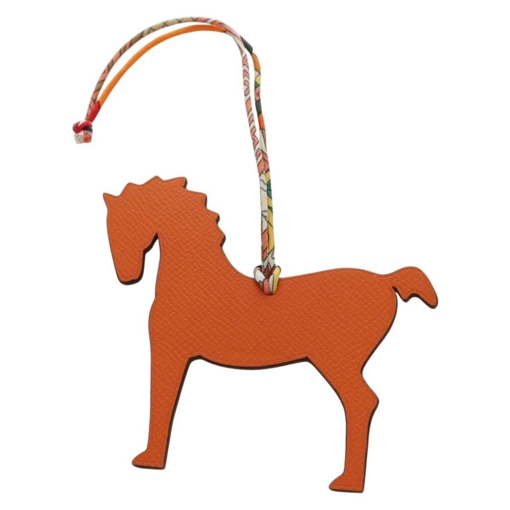 Hermes Leather Petit H Charm Horse Bag Orange